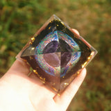 Orgone Pyramid~Orgonite Pyramid 60mm Amethyst Crystal Sphere With Obsidian Natural Cristal Stone Orgone Energy Healing Reiki Chakra Multiplier