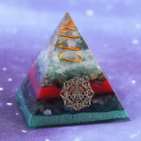 Reiki Pyramid~Orgonite Pyramid Green Aventurine Natural Crystal Repel Evil Spirits Pyramid Energy Healing Decoration Process Resin Gift