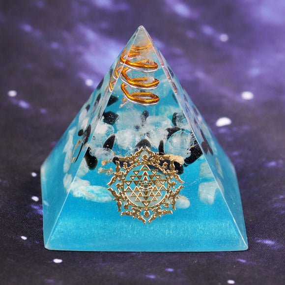 Reiki Pyramid~Orgonite Pyramid Natural Crystal Energy Chakra Chamuel Cure Anxiety Resin Pyramid Jewelry Decoration Crafts