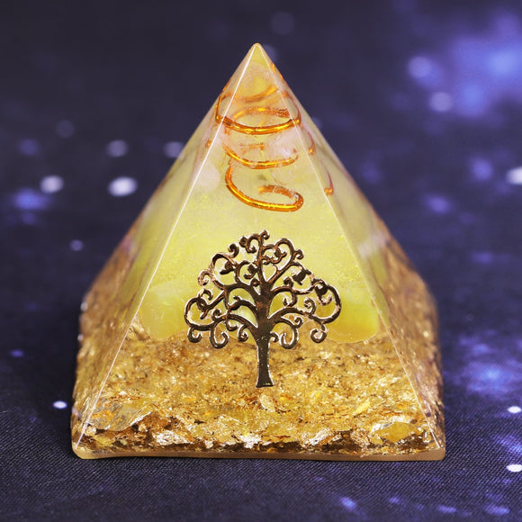 REIKI PYRAMID~Orgonite Pyramid Tree Of Life Energy The Lucky Ceregat Pyramid Energy Converter To Gather Wealth And Prosperity Resin Decor