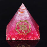 Reiki Pyramid~Orgonite pink tree of life Pyramid Healing crystal Stone plasma Orgone Energy generator Meditation tool Ion therapy