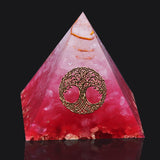 Reiki Pyramid~Orgonite pink tree of life Pyramid Healing crystal Stone plasma Orgone Energy generator Meditation tool Ion therapy