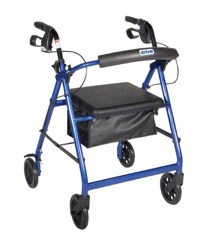 Rollator  Aluminum w/Fold-Up & Remov Back  Padded Seat Red