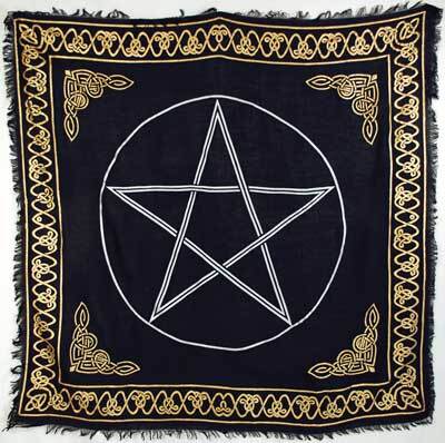 Gold Bordered Pentagram altar cloth 36