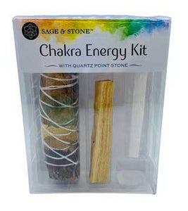 Chakra Energy kit (sage, Palo Santo, Selenite & Quartz)