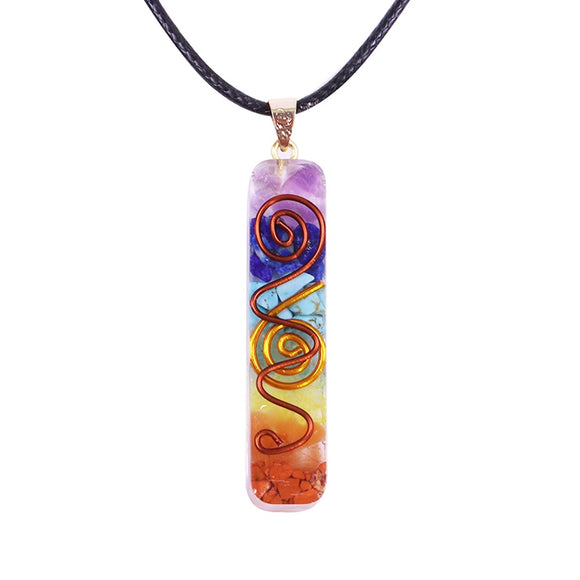 Orgonite® Pendant -Reiki 7 Chakra Orgone  Pendant Necklace Energy Healing Crystals Chips Tumbled Stones Mixed Orgonite Resin Necklace