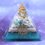 Reiki Pyramid~Reiki Amazonite Crystal Orgone Pyramid Healing Quartz Energy Points/Emf Protection Meditation Yoga Energy Generator