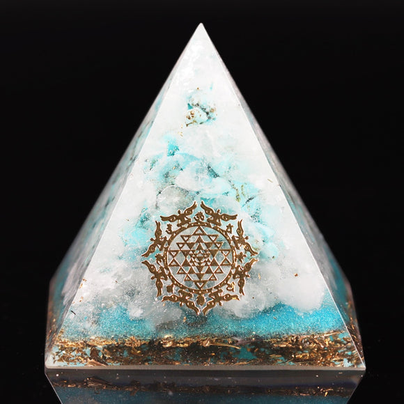 Reiki Pyramid~Reiki Crystals Orgone Pyramid Turquoises Energy Generator For Emf Protection For Yoga Mediation And Chakra Healing