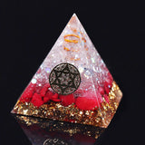 Reiki Pyramid~Reiki Orgonite Red Coral Stone Energy Crystal Rune Pyramid Family Office Home Transfer Decoration Chakra Jewelry Pyramid