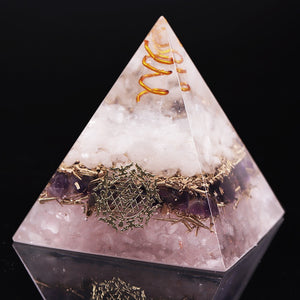 Reiki Pyramid~Rose Quartz Orgone Pyramid Emf Protection Meditation Yoga Energy Generator Reiki Charged Natural Raw Chakra Healing Orgonite