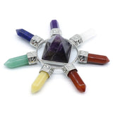 Seven Chakras Agate Jade Amethyst Hexagonal Point pyramid Ornaments Rainbow Crystal Healing Reiki Yoga Meditaion Gemstone