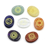Seven Chakras Natural Crystal Stone Energy Healing Rune Spirit Oval Reiki stone Yoga Aura 7pcs with black bag