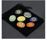 Seven Chakras Natural Crystal Stone Energy Healing Rune Spirit Oval Reiki stone Yoga Aura 7pcs with black bag