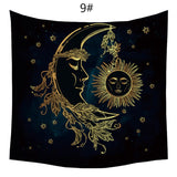 Altar Cloth~Sun and Moon Psychedelic Wall Tarot Tapestry Altar Tarot Cloth Divination Accessories with Art Chakra Home Decorations