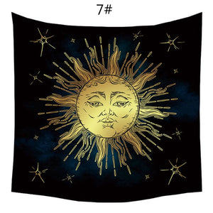 Altar Cloth~Sun and Moon Psychedelic Wall Tarot Tapestry Altar Tarot Cloth Divination Accessories with Art Chakra Home Decorations