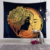 Altar Cloth~Sun and Moon Psychedelic Wall Tarot Tapestry Altar Tarot Cloth Divination Accessories with Art Chakra Home Decorations