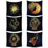 Altar Cloth~Sun and Moon Psychedelic Wall Tarot Tapestry Altar Tarot Cloth Divination Accessories with Art Chakra Home Decorations