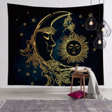 Altar Cloth~Sun and Moon Psychedelic Wall Tarot Tapestry Altar Tarot Cloth Divination Accessories with Art Chakra Home Decorations