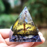 Orgone Pyramid~Tree of Life Orgone Pyramid 60mm Gray Moonstone & Sodalite Stone,Iron Shavings EMF Orgonite Energy Chakra Reiki