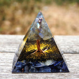 Orgone Pyramid~Tree of Life Orgone Pyramid 60mm Gray Moonstone & Sodalite Stone,Iron Shavings EMF Orgonite Energy Chakra Reiki