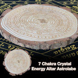 Energy Disc~~Witch Wooden Divination Props Log carved astrolabe Chakra Stone Set Seven Chakra Orgone Energy Disc  Astrolabe Altar Decoration