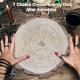 Energy Disc~~Witch Wooden Divination Props Log carved astrolabe Chakra Stone Set Seven Chakra Orgone Energy Disc  Astrolabe Altar Decoration