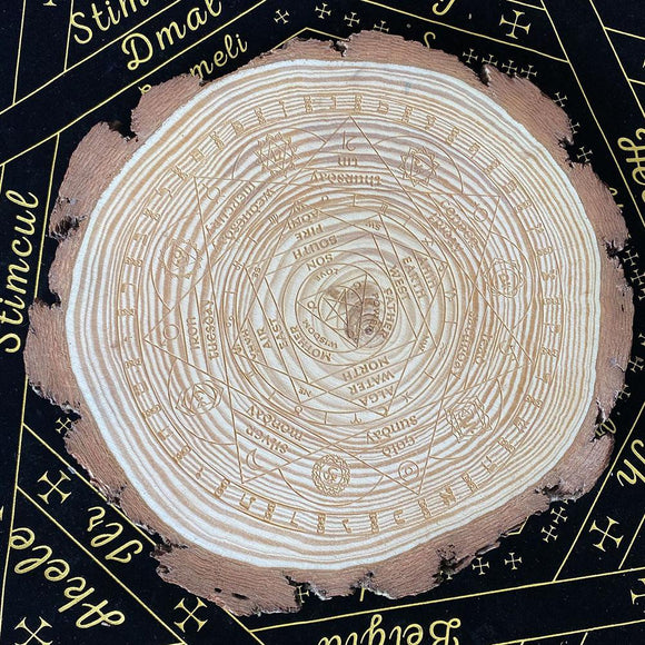 Energy Disc~~Witch Wooden Divination Props Log carved astrolabe Chakra Stone Set Seven Chakra Orgone Energy Disc  Astrolabe Altar Decoration