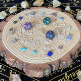 Energy Disc~~Witch Wooden Divination Props Log carved astrolabe Chakra Stone Set Seven Chakra Orgone Energy Disc  Astrolabe Altar Decoration