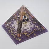 Orgone® Pyramid Energy Healing Orgonite® Pyramid Larger Amethyst Metatron merkaba & quartz crystal