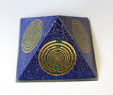 Orgone orgonite® Giant Pyramid All Powerful, blue Orgone Generator, 5 gold plated 24K MWO Lakhovsky, Golden Ratio Antenna, Quintuple power