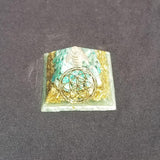 Orgonite® Pyramid Energy Healing Orgone® Pyramids Small seed of life with Amazonite & quartz crystal EMF / RF Protection