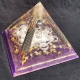 Orgone® Pyramid Energy Healing Orgonite® Pyramid Larger Amethyst Metatron merkaba & quartz crystal