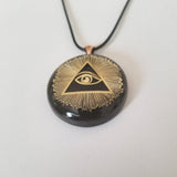 Orgonite® Pendant - all seeing eye orgone® amulet pendant with quartz crystal. Protection from EMF / RF radiation of cell phone