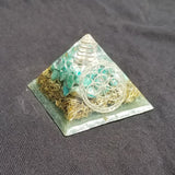 Orgonite® Pyramid Energy Healing Orgone® Pyramids Small seed of life with Amazonite & quartz crystal EMF / RF Protection