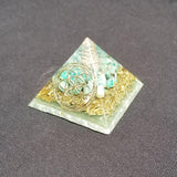 Orgonite® Pyramid Energy Healing Orgone® Pyramids Small seed of life with Amazonite & quartz crystal EMF / RF Protection