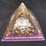 Orgone® Pyramid Energy Healing Orgonite® Pyramid Larger Amethyst Metatron merkaba & quartz crystal