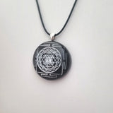 Orgonite® Pendant - Sri Yantra orgone® amulet pendant with quartz crystal. Protection from EMF Radiation of cell phones