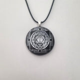 Orgonite® Pendant - Sri Yantra orgone® amulet pendant with quartz crystal. Protection from EMF Radiation of cell phones