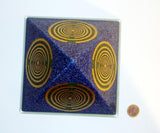 Orgone orgonite® Great Pyramid, cobalt blue, Energy Generator, 5 gold plated (24K) MWO by Lakhovsky, Golden Ratio Antenna