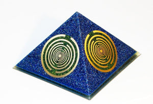 Orgone orgonite® Great Pyramid, cobalt blue, Energy Generator, 5 gold plated (24K) MWO by Lakhovsky, Golden Ratio Antenna