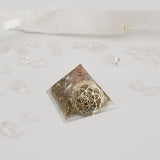 Orgonite® Pyramid Energy Healing Orgone® Pyramid Small seed of life celenite & quartz crystal EMF / RF Protection