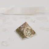 Orgonite® Pyramid Energy Healing Orgone® Pyramid Small seed of life celenite & quartz crystal EMF / RF Protection