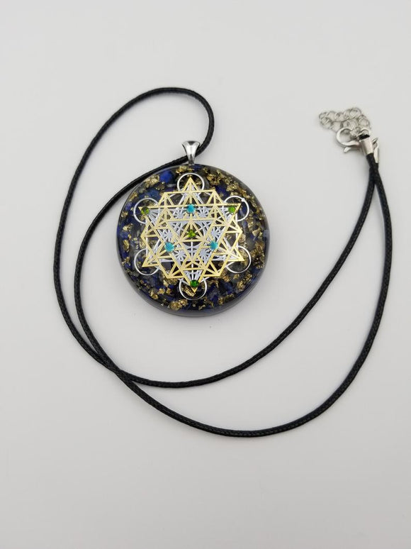 Orgonite® Pendant, Metatrons cube 64 tetrahedron orgone® amulet pendant for Protection of EMF & RF radiaton from cellphones