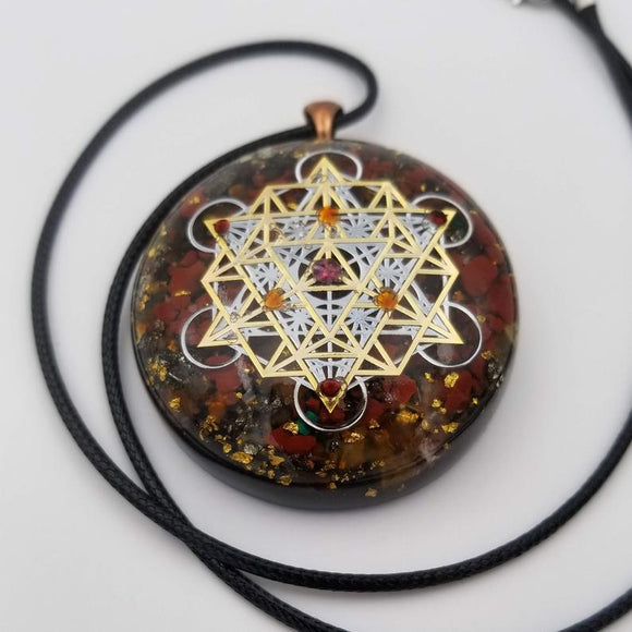 Orgonite® Pendant, Metatrons cube 64 tetrahedron orgone® amulet pendant for Protection of EMF & RF radiaton from cellphones