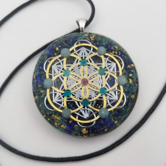 Orgonite® Metatrons seed of life orgone® amulet pendant for EMF & RF radiaton Protection from cellphones