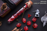 Potion Flask Dice~Potion of Healing & Legendary Hero Sword : Polyhedral Dice Set of 7 with RPG Fantasy Potion Flask | Dungeons and Dragons Dice | DnD Dice Set