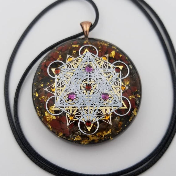 Orgonite® Pendant, Metatrons cube 64 tetrahedron orgone® amulet pendant for Protection of EMF & RF radiaton from cellphones