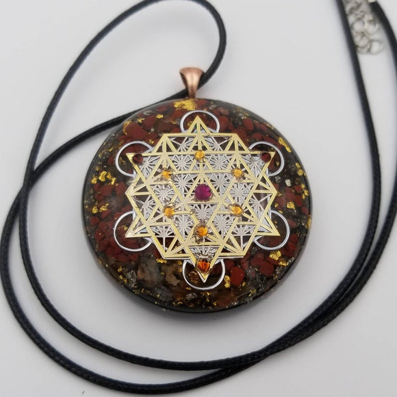 Orgonite® Pendant, Metatrons cube 64 tetrahedron orgone® amulet pendant for Protection of EMF & RF radiaton from cellphones