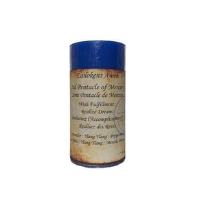 Lailokens Awen - 2nd Pentacle of Mercury - Wish Fulfillment, Realize Dreams 2" x 4" Scented Spell Candle