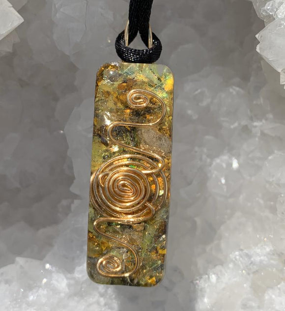 Libyan Desert Glass Orgone Pendant Gold Tektite